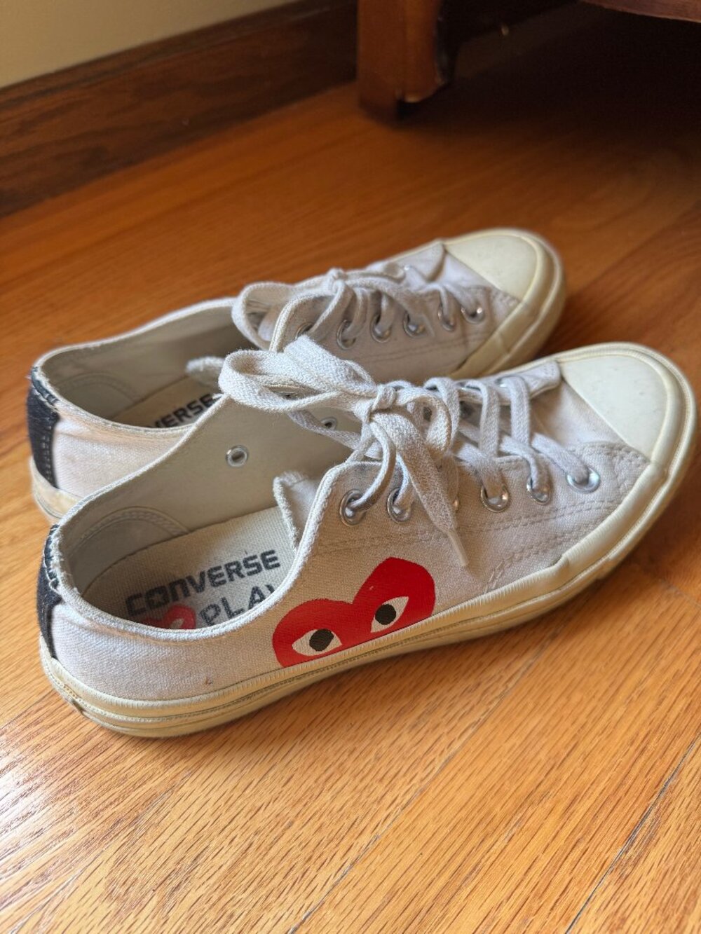 Vintage Converse x Comme Des Garcons Big Heart Low Top White, men 6 women 8